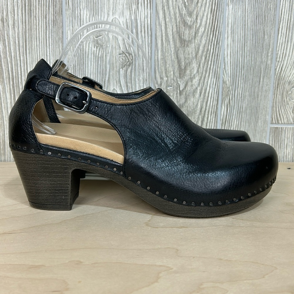 Dansko Black Leather Mules